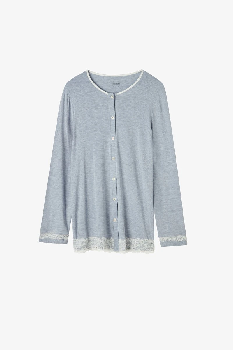 Intimissimi APERTA DAVANTI - Nachtwäsche Shirt - Hellblau Meliert 7 Intimissimi APERTA DAVANTI - Nachtwäsche Shirt - Hellblau Meliert – Bild 5